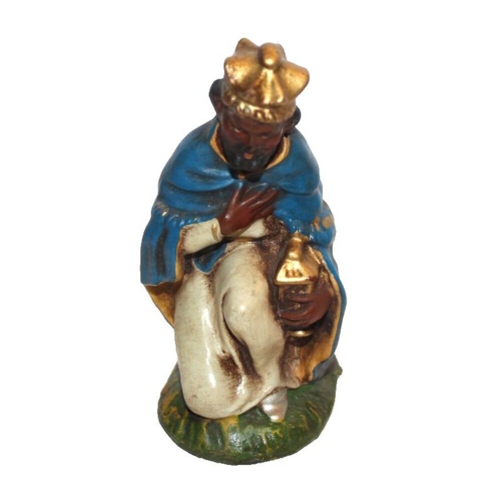 Vintage Hand Painted Italy Paper Mache Nativity Figurine Wise Man Figure  4"